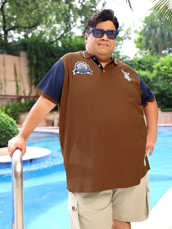 Men Plus Size Throttle Colorblock Polo Tshirt