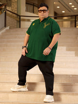 Men Plus Size Thom-Green Solid Polo Tshirt