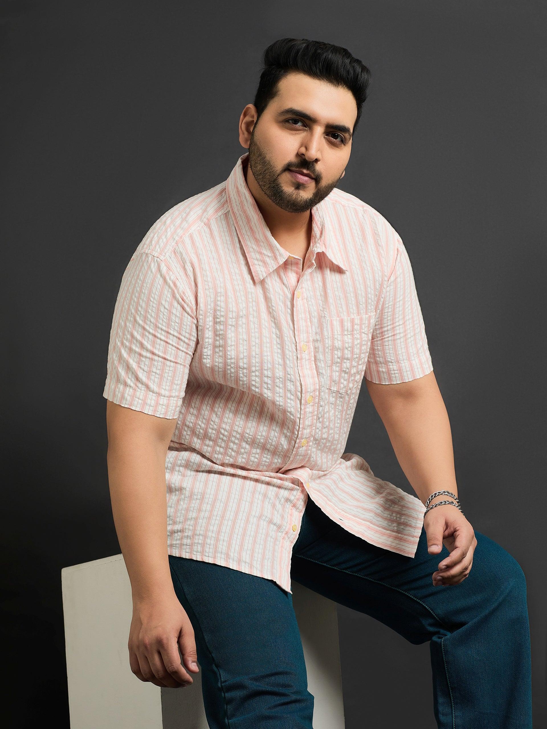 Men Plus Size Palmdale Striped Shirt - bigbanana