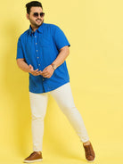 Men Plus Size Panny-Royal Solid Shirt - bigbanana