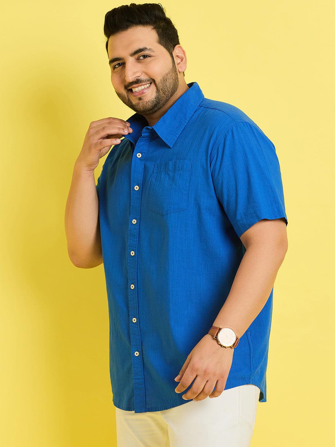 Men Plus Size Panny-Royal Solid Shirt - bigbanana