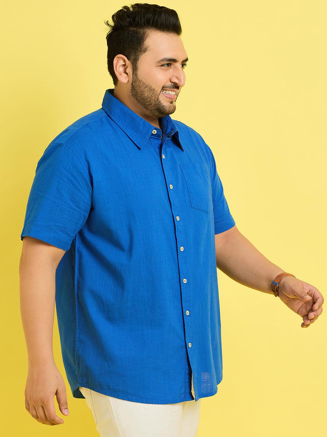 Men Plus Size Panny-Royal Solid Shirt - bigbanana