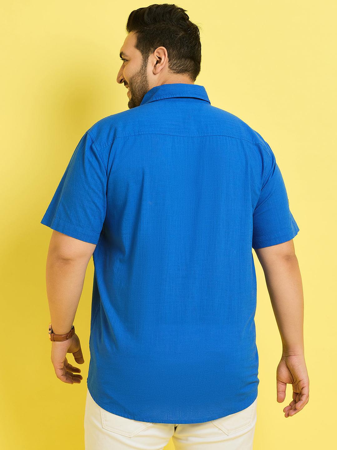 Men Plus Size Panny-Royal Solid Shirt - bigbanana