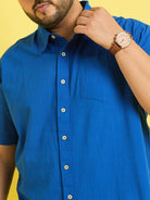 Men Plus Size Panny-Royal Solid Shirt - bigbanana