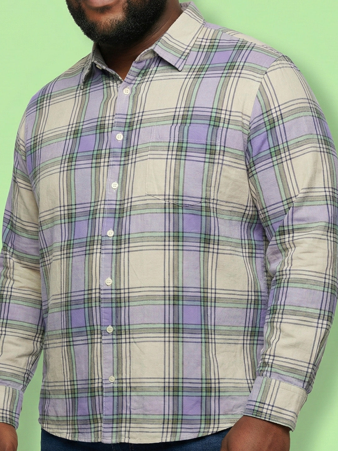 Men Plus Size Parch Multicolor Checkered Casual Shirt