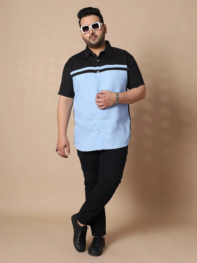 Men Plus Size Pattaya-Sky Colorblock Shirt - bigbanana