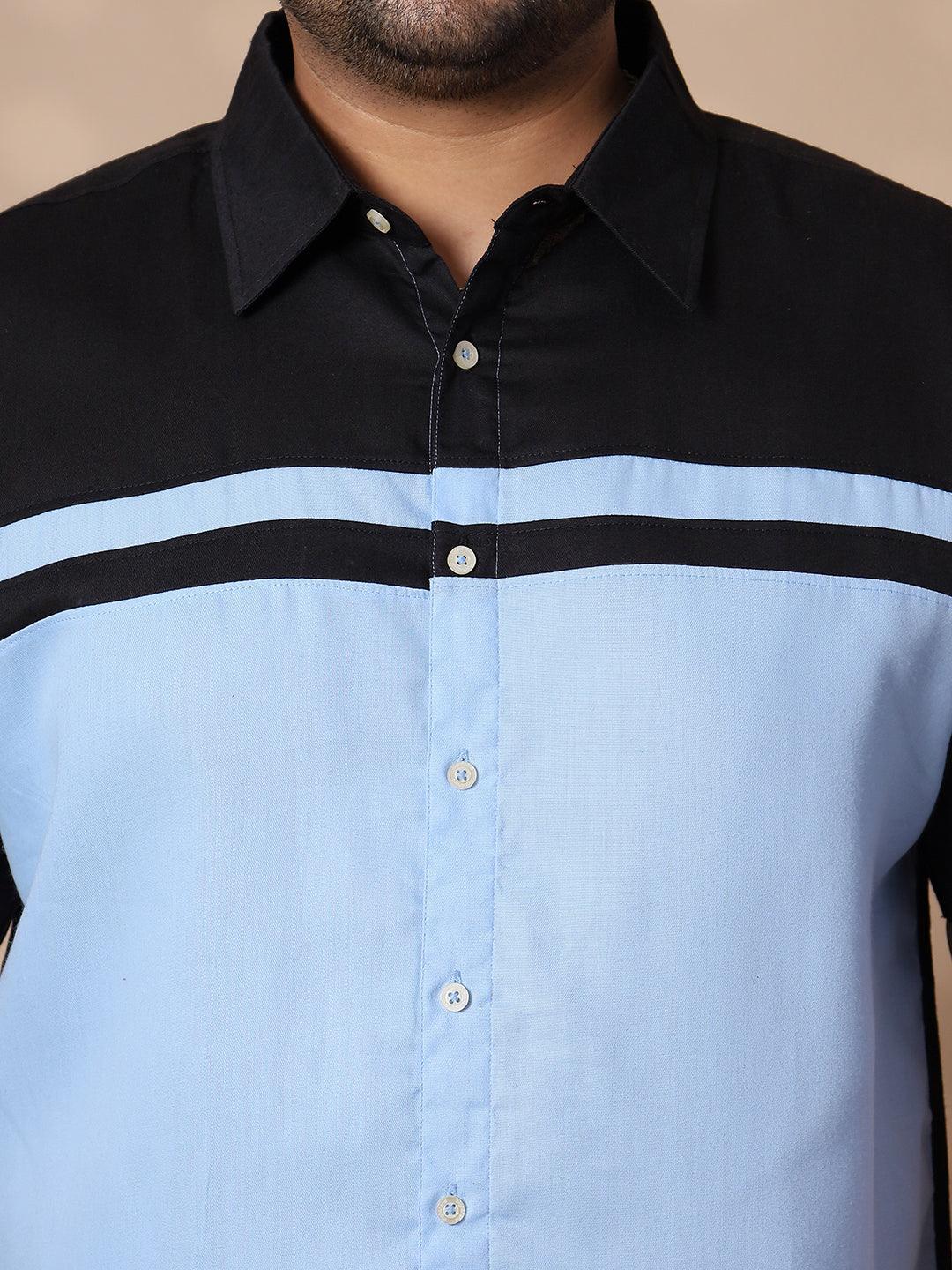 Men Plus Size Pattaya-Sky Colorblock Shirt - bigbanana