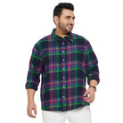 Men Plus Size Peace Check Shirt - bigbanana