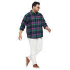 Men Plus Size Peace Check Shirt - bigbanana