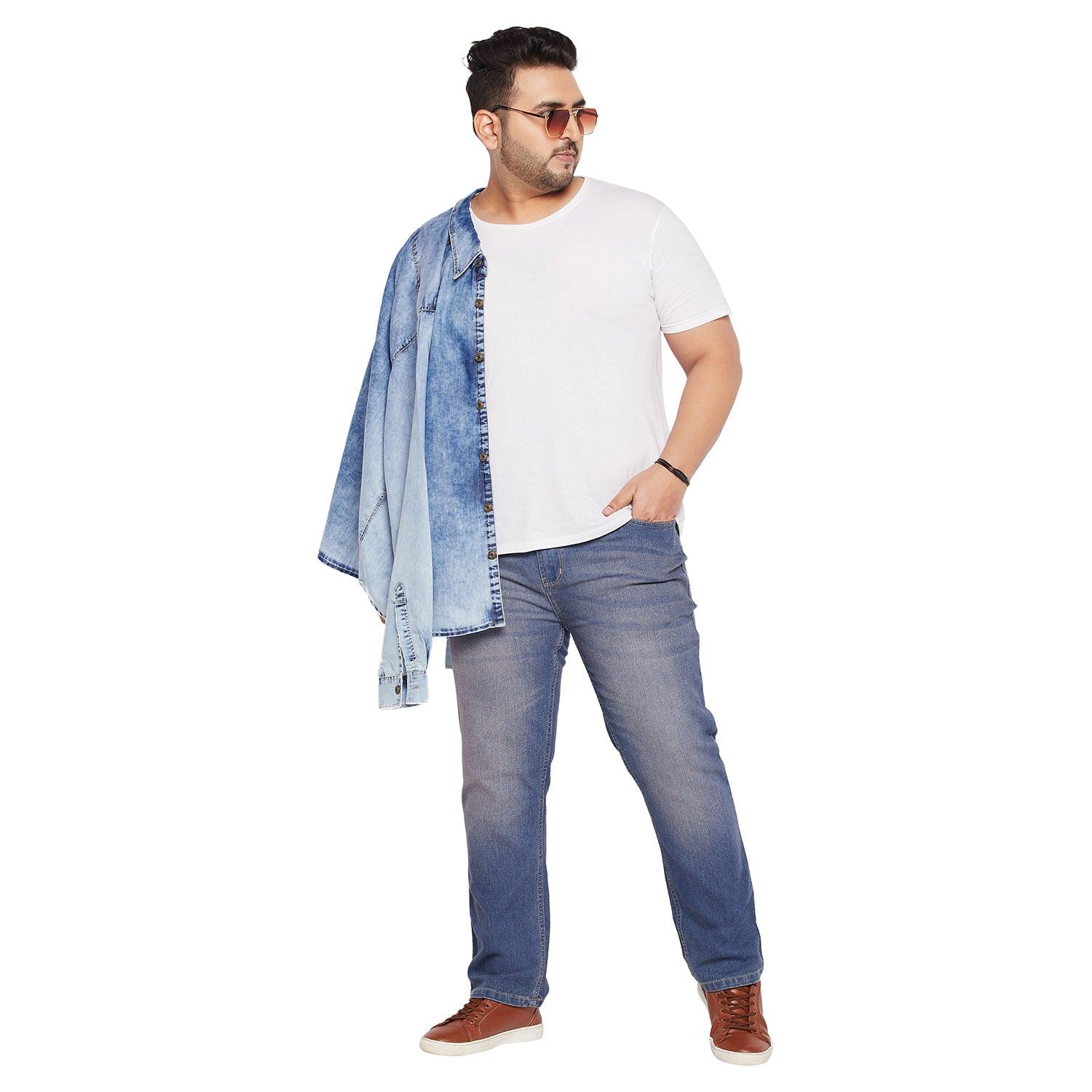 Men Plus Size Pedro Washed Jeans - bigbanana