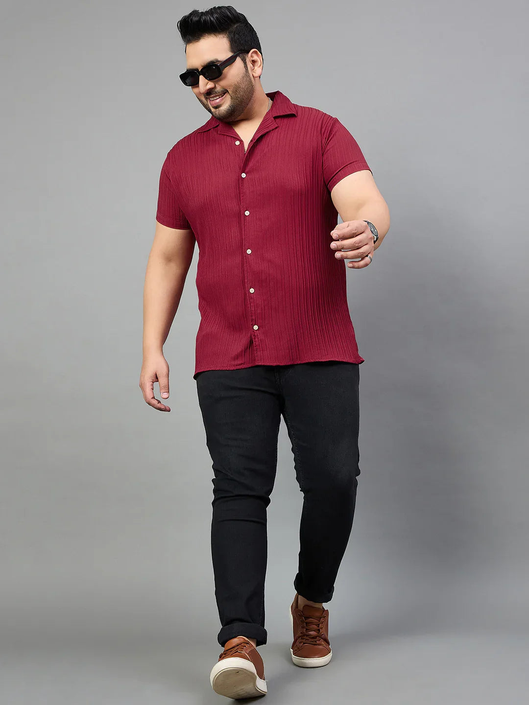 Men Plus Size Pele Solid Shirt