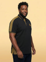 Men Plus Size Penekka-Black Colorblock Polo Tshirt