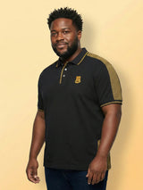 Men Plus Size Penekka-Black Colorblock Polo Tshirt