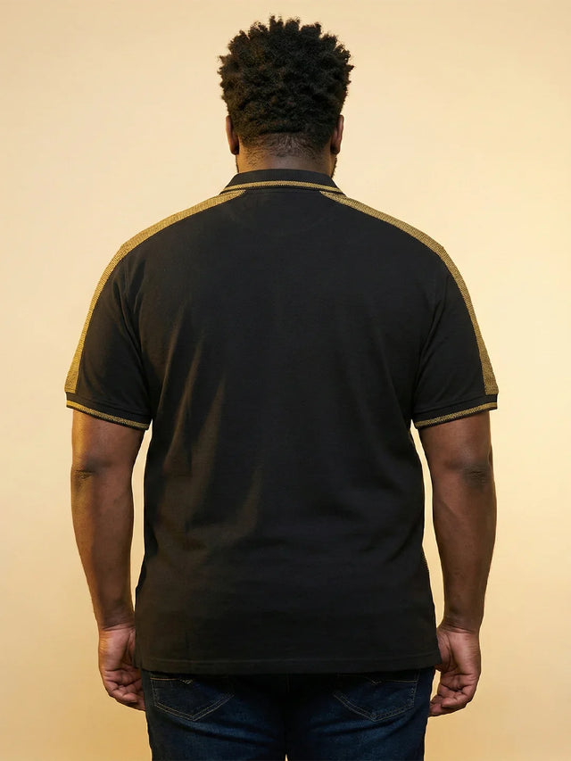 Men Plus Size Penekka-Black Colorblock Polo Tshirt