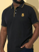 Men Plus Size Penekka-Black Colorblock Polo Tshirt