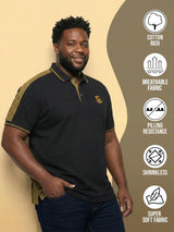 Men Plus Size Penekka-Black Colorblock Polo Tshirt