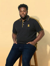 Men Plus Size Penekka-Black Colorblock Polo Tshirt