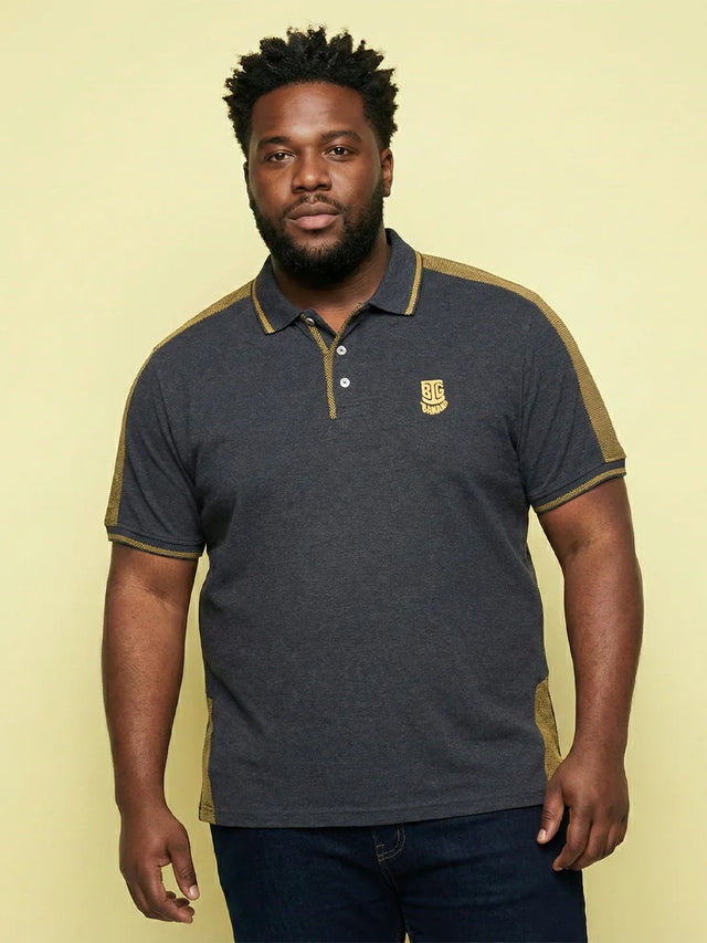 Men Plus Size Penekka-Grey Colorblock Polo Tshirt