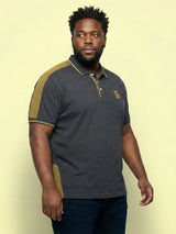 Men Plus Size Penekka-Grey Colorblock Polo Tshirt