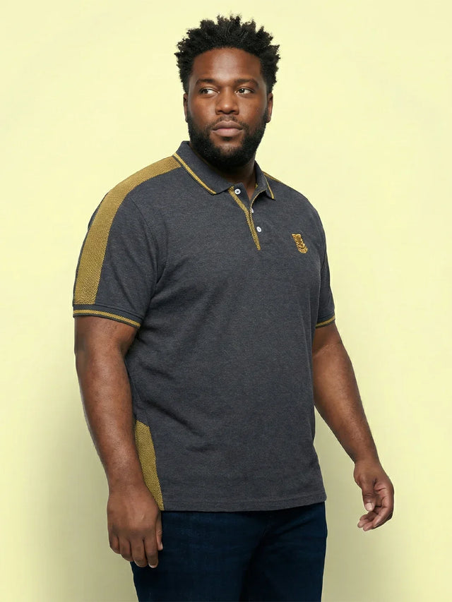 Men Plus Size Penekka-Grey Colorblock Polo Tshirt