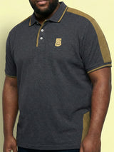 Men Plus Size Penekka-Grey Colorblock Polo Tshirt