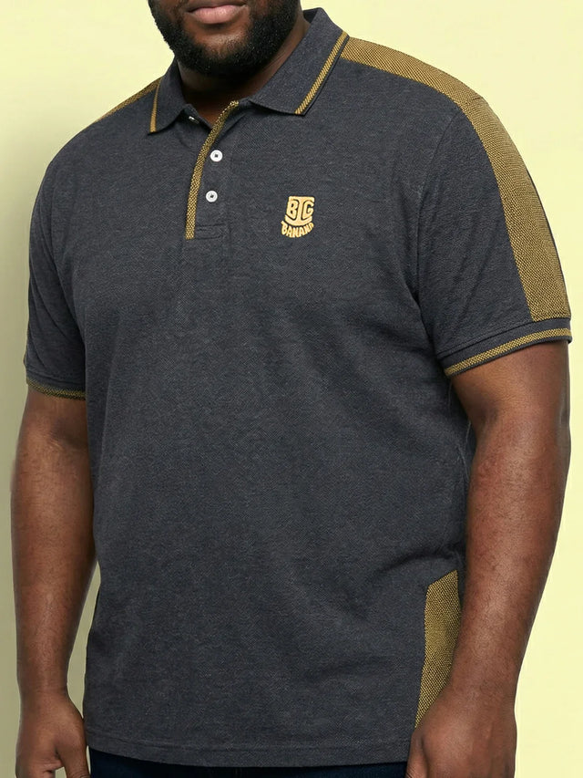 Men Plus Size Penekka-Grey Colorblock Polo Tshirt