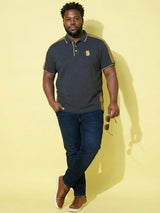 Men Plus Size Penekka-Grey Colorblock Polo Tshirt