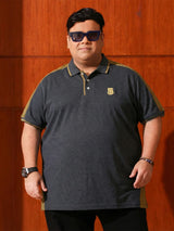 Men Plus Size Penekka-Grey Colorblock Polo Tshirt