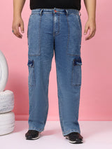 Men Plus Size Persira Blue Solid Jeans