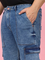 Men Plus Size Persira Blue Solid Jeans