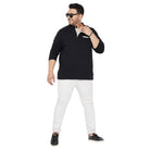 Men Plus Size Pine Solid Henley Tshirt - bigbanana