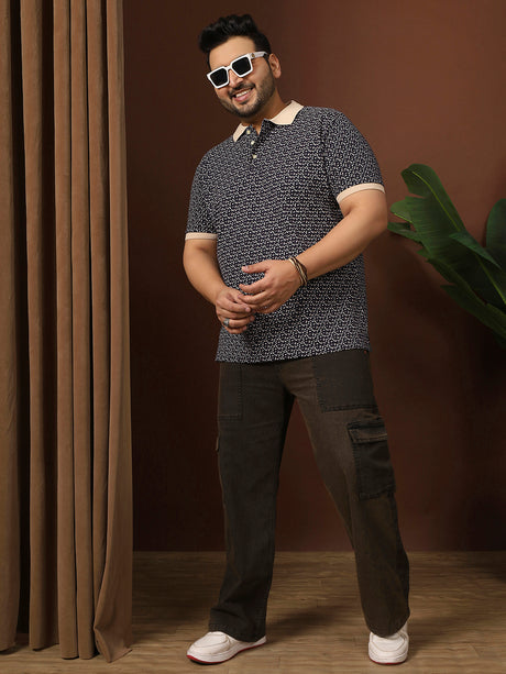 Men Plus Size Pluune Printed Multi Polo Tshirt - bigbanana