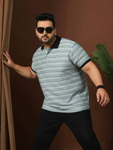 Men Plus Size Plynet Striped Multi Polo Tshirt - bigbanana