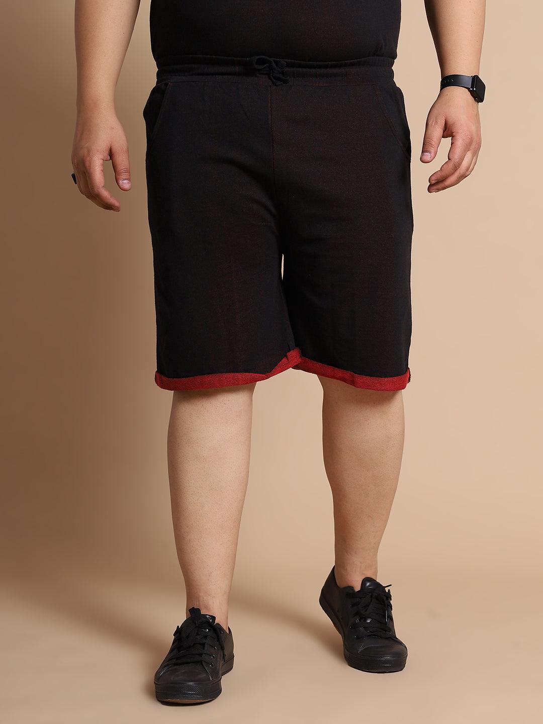 Men Plus Size Prayo-Black Solid Shorts - bigbanana