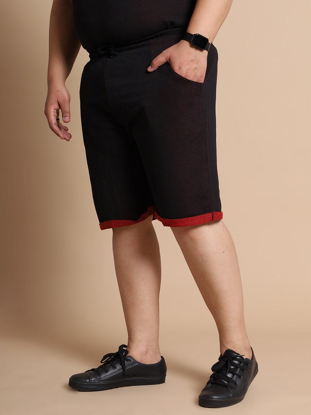 Men Plus Size Prayo-Black Solid Shorts - bigbanana