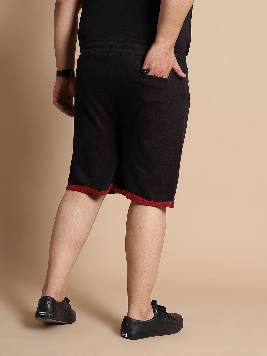 Men Plus Size Prayo-Black Solid Shorts - bigbanana