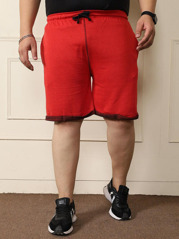 Men Plus Size Prayo-Red Solid Shorts