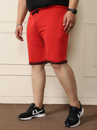 Men Plus Size Prayo-Red Solid Shorts - bigbanana