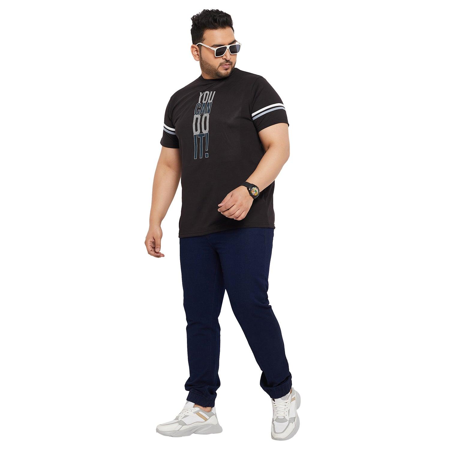 Men Plus Size Pret Printed Round Neck Tshirt - bigbanana