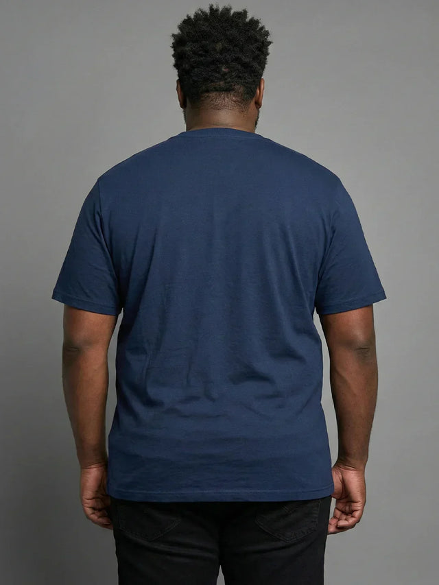 Men Plus Size Prevail Navy-Blue  Printed Round Neck Tshirt
