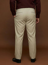 Men Plus Size Pristine-Beige Textured Formal Pants