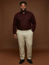 Men Plus Size Pristine-Beige Textured Formal Pants