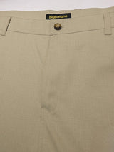 Men Plus Size Pristine-Beige Textured Formal Pants