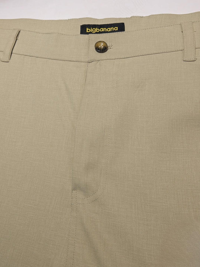 Men Plus Size Pristine-Beige Textured Formal Pants