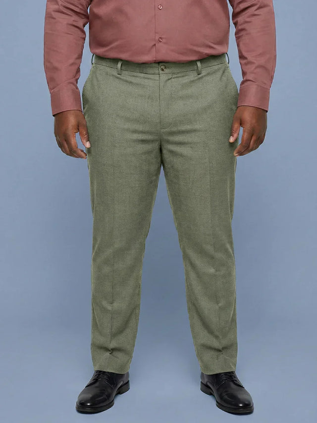 Men Plus Size Pristine-Grey Textured Formal Pants