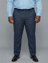 Men Plus Size Pristine-Navy Blue Textured Formal Pants