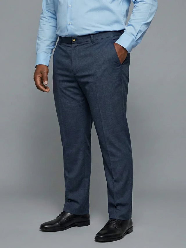 Men Plus Size Pristine-Navy Blue Textured Formal Pants