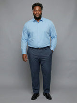 Men Plus Size Pristine-Navy Blue Textured Formal Pants