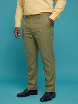 Men Plus Size Pristine-Olive Textured Formal Pants
