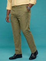 Men Plus Size Pristine-Olive Textured Formal Pants